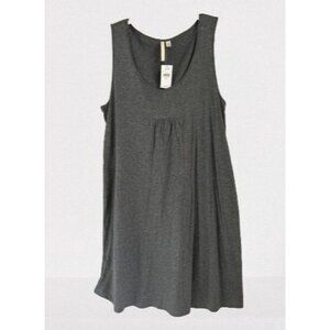 NEW! J. Jill PIMA Cotton Dress Gray A-Line Sleeveless Pitched Fronts Crewneck Si